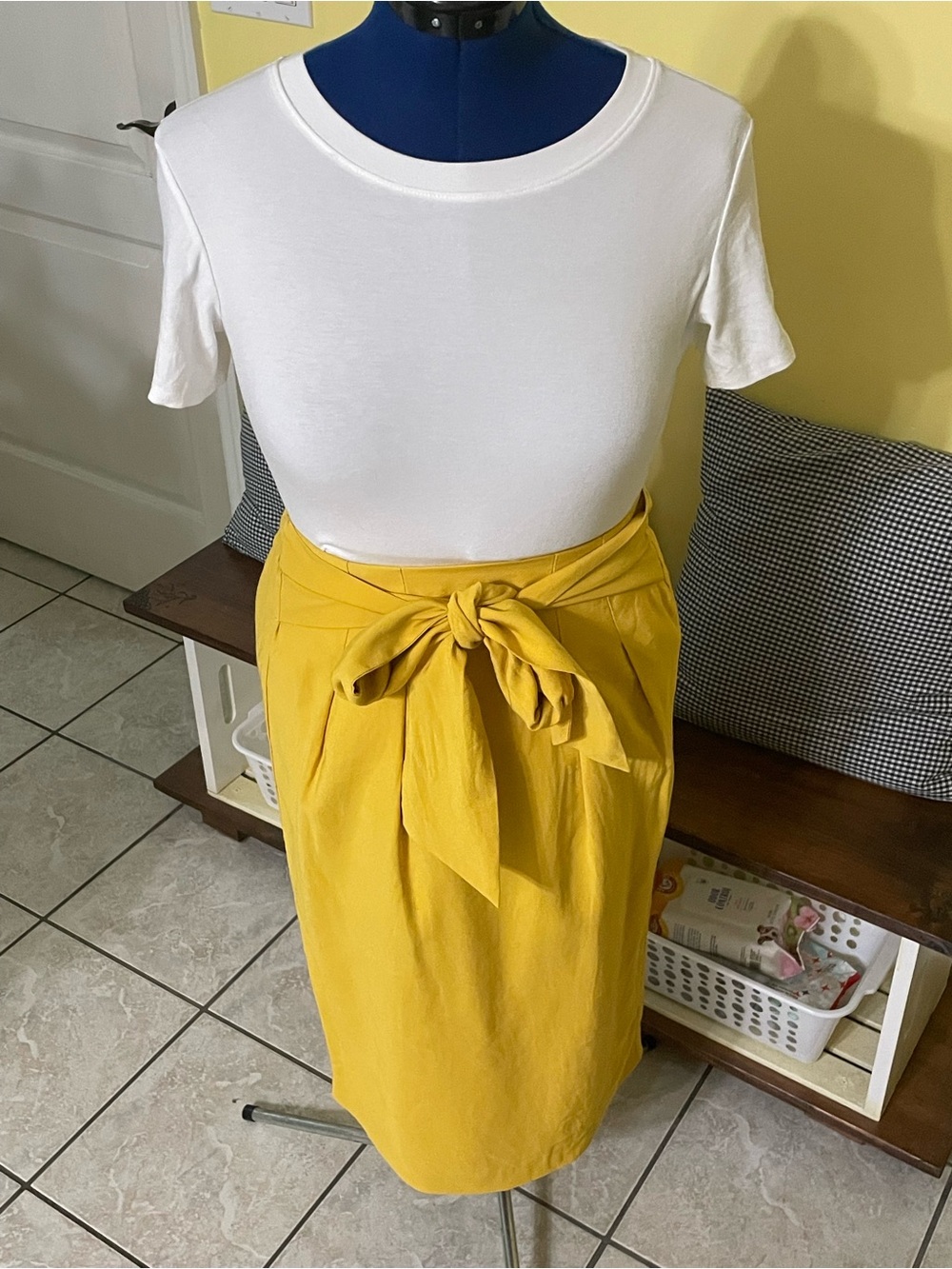 Forever 21 Yellow Tie-Waist Midi Skirt
